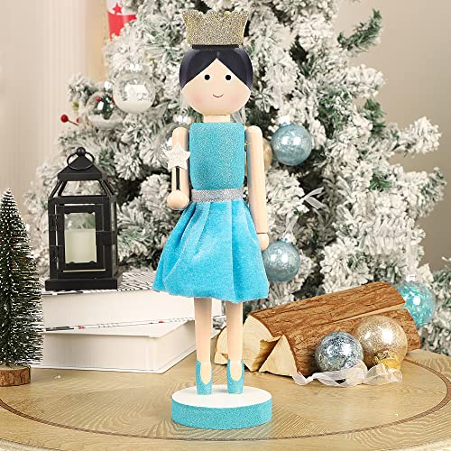 Joliyoou Christmas Nutcracker Figures, 14 Inch Wooden Nutcracker Sugar Plum Fairy Holding A Star Wand Mantel Ornaments, Large Xmas Nutcracker Tabletop Centerpieces Festival Shelves Decor #TOP4