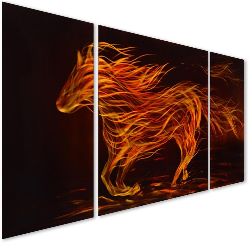 Horse Metal Wall Art Decor Modern Fire Stallion Abstract