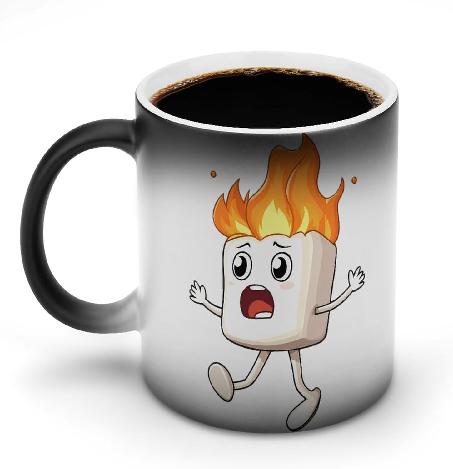 Toasted Marshmallow with Fire Color Changing Mug Heated Ceramic Cup Heat Sensitive Coffee Mug Fun Gift
