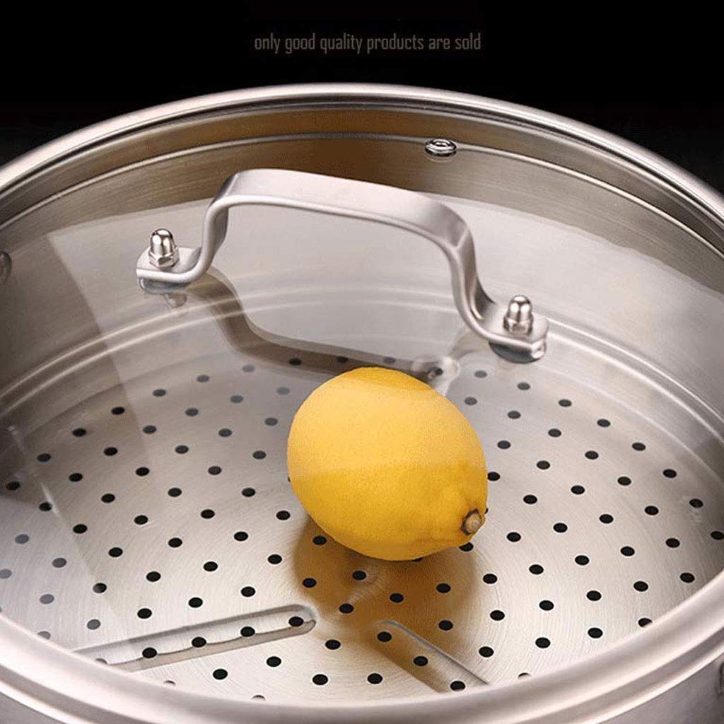 Set per Cottura A Vapore, Piano Cottura A Induzione di Grande capacità con Struttura Avanzata E Manico Resistente al Calore, Vaporiera A 3 Strati, Pentola per Z
