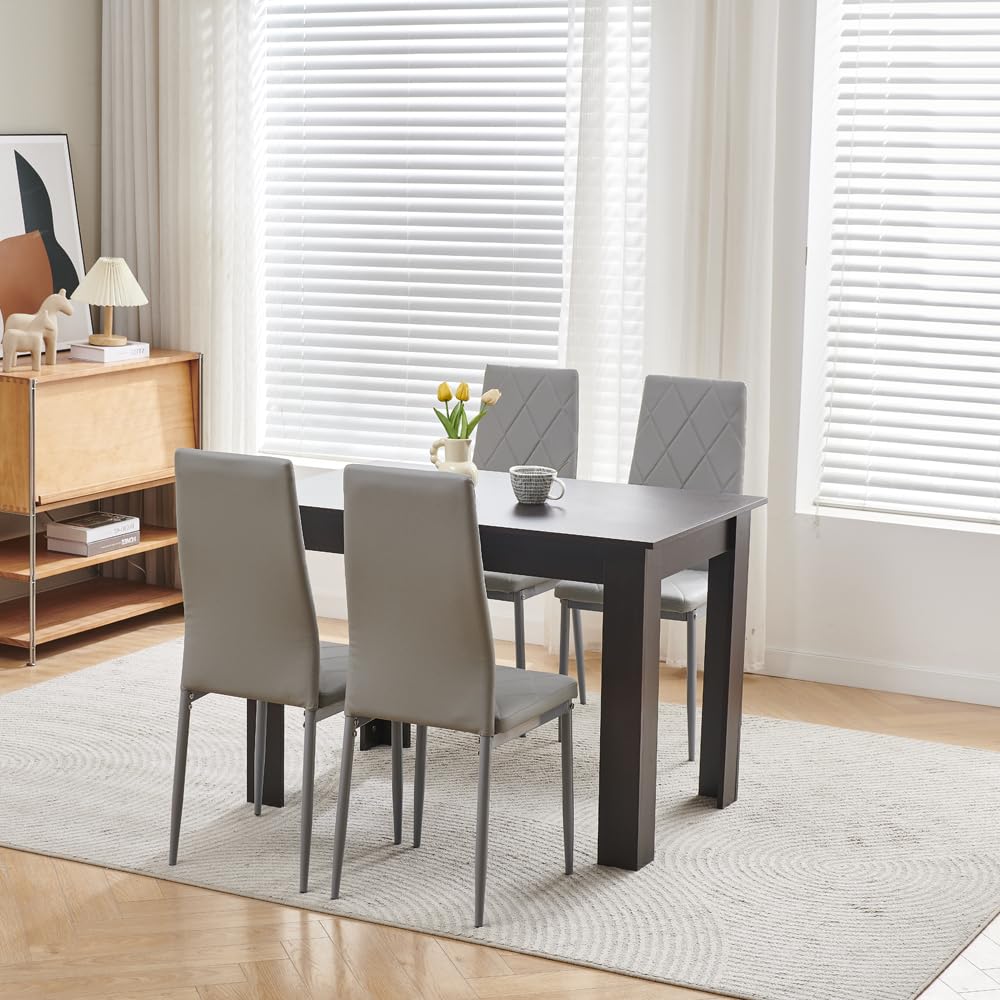 Homullel 5 Piece Dining Room Table and Chairs Set for Dining Room Kitchen Modern Wooden Dining Table with 4 Chairs for Family Dinner Set Space Saving - Image 3