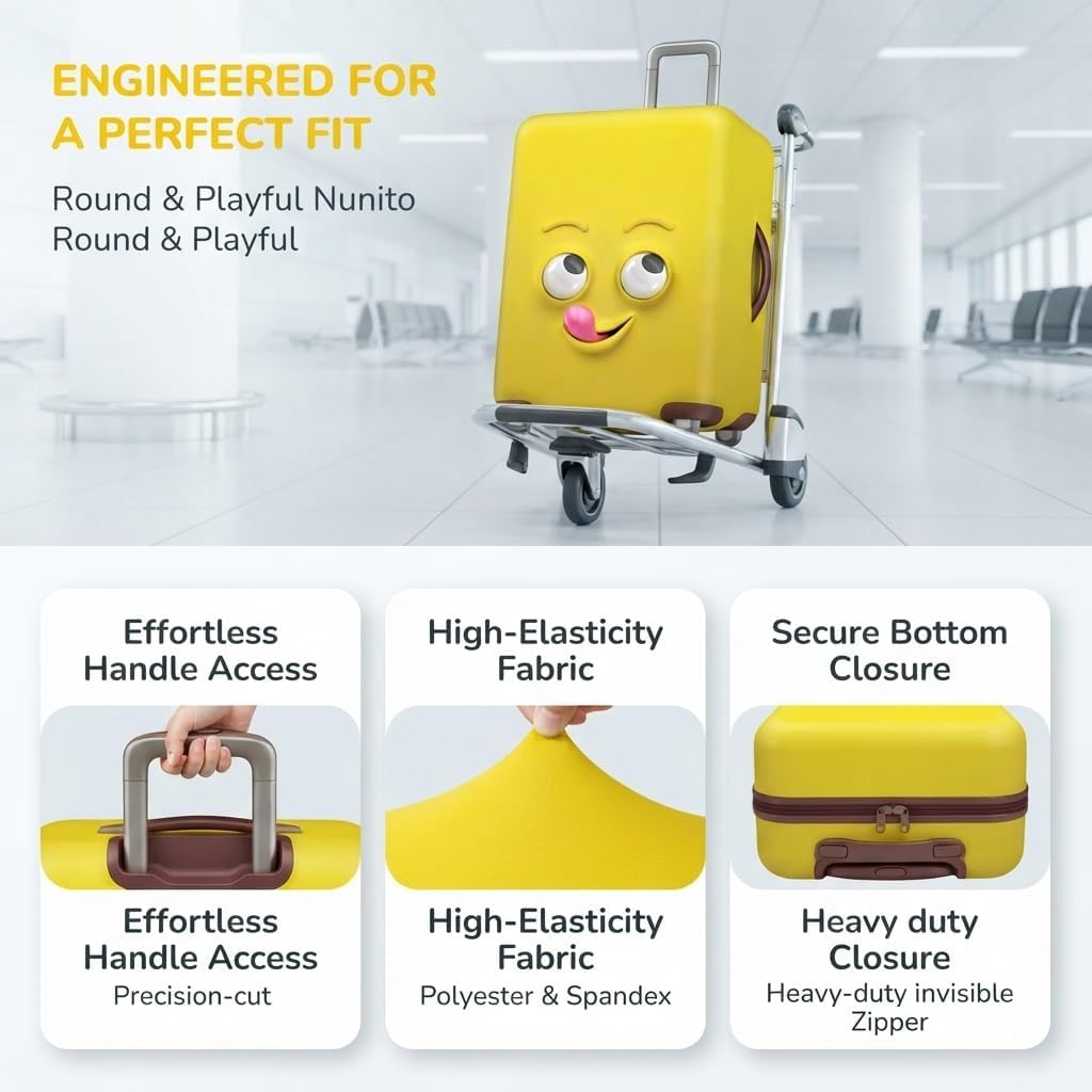 Luggage Cover Funny Face Suitcase Cover Elastic Protector Sets For 18-32 Inch Suitcase Travel Accessories (Funny 1, M) image 5