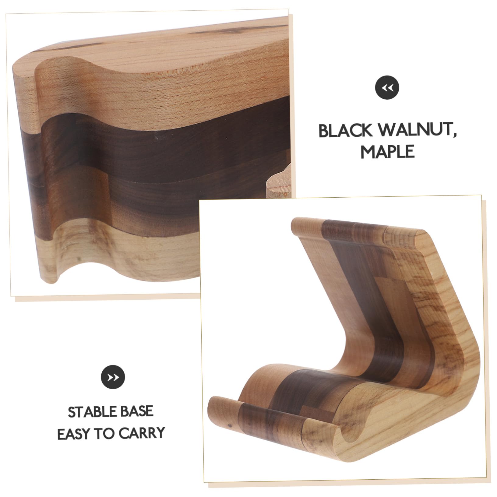 KOMBIUDA Supporto Telefono Tavolo in Legno, Design Semplice e Stabile | Noce Nero e Acero, Base Leggera e Portatile, Supporto da Tavolo per Uso Quotidiano