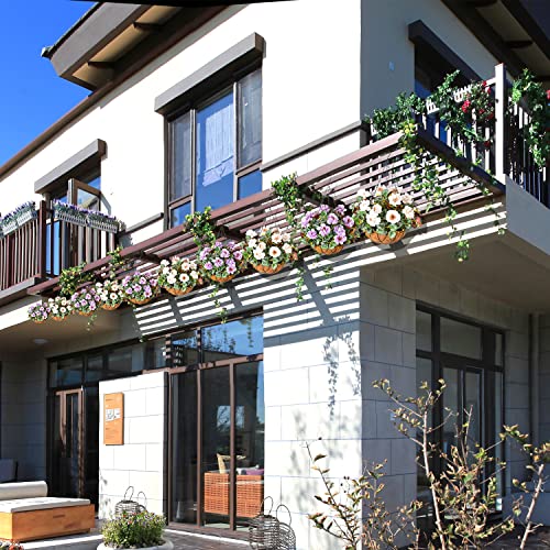 Artificial Hanging Flowers In Basket, Silk Flower With 12 Inch Flowerpot Centerpieces,Hanging Gardenia Basket With Coconut Lining Chain Flowerpot, Outdoor Indoor Patio Lawn Garden Decor(Purple) #TOP1