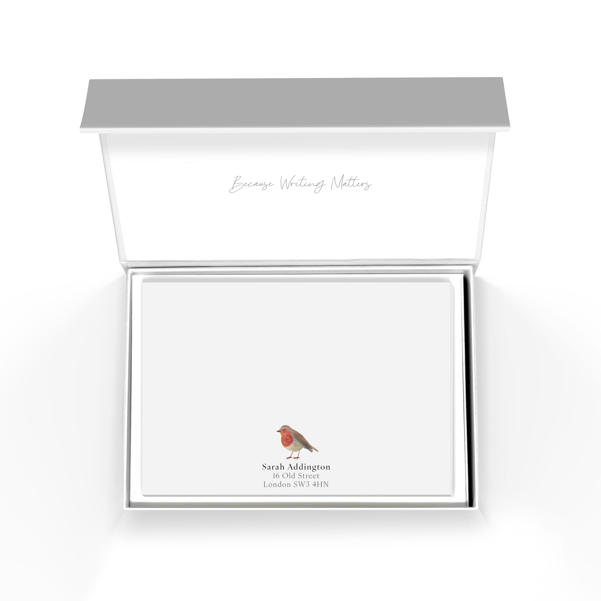 Me Loovely Personalised Robin Note Cards with Envelopes Stationery Set for Correspondence, Penpal, Family & Friends (A6, Pack of 40)