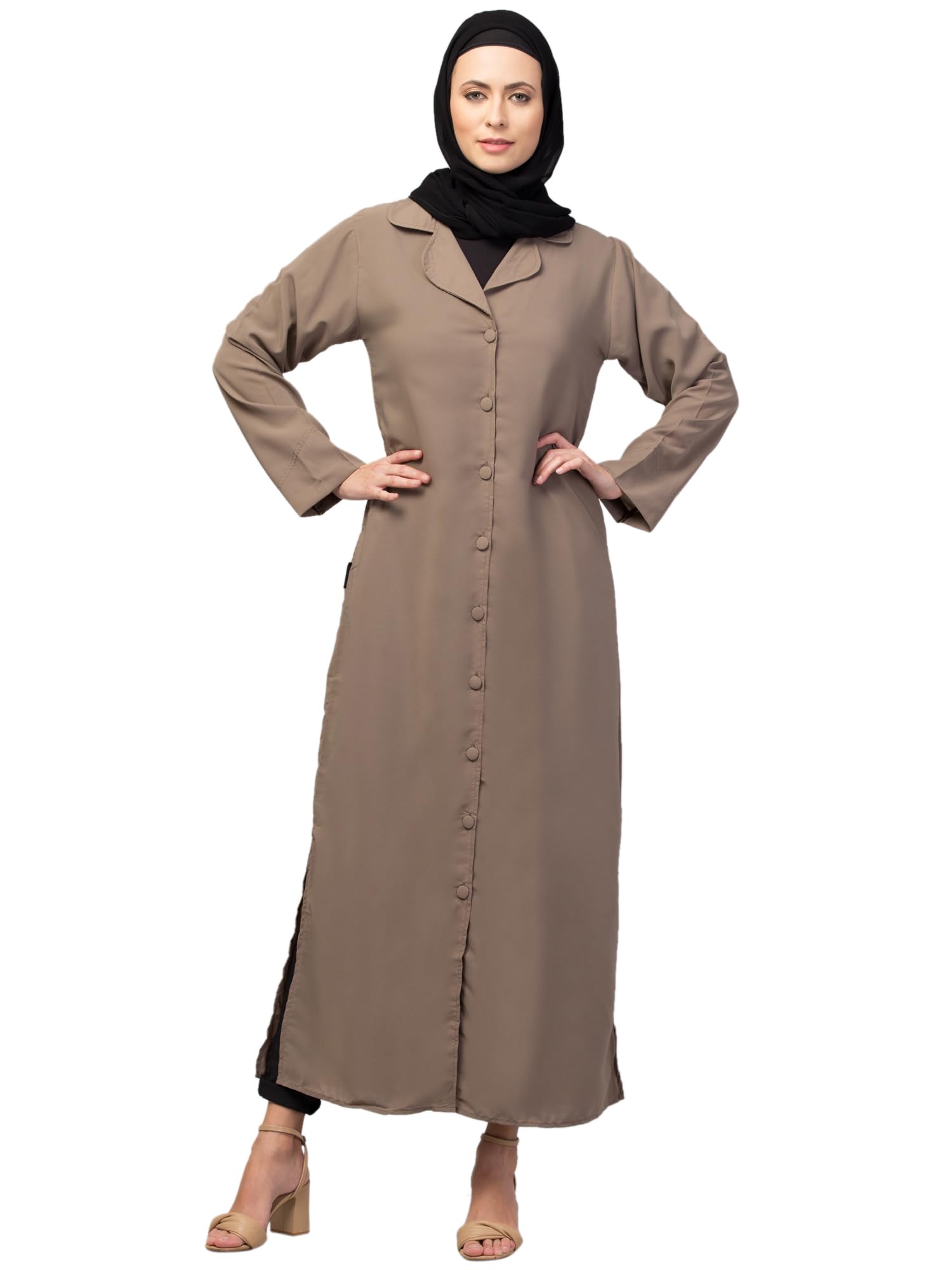 Front open Coat Collar Self Fabric Button Coat style Abaya/Burqa/Naqab