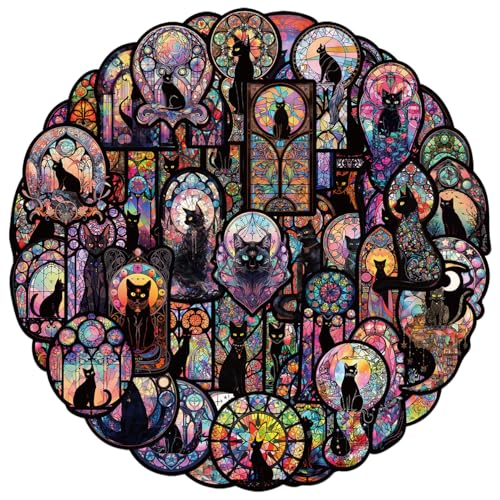 Pegatinas de gato gótico oscuro, 50 unidades, diseño de gato negro gótico para portátil, botella de agua, maleta, equipaje, monopatín, casco, funda para teléfono móvil, diario, pegatinas de graffiti