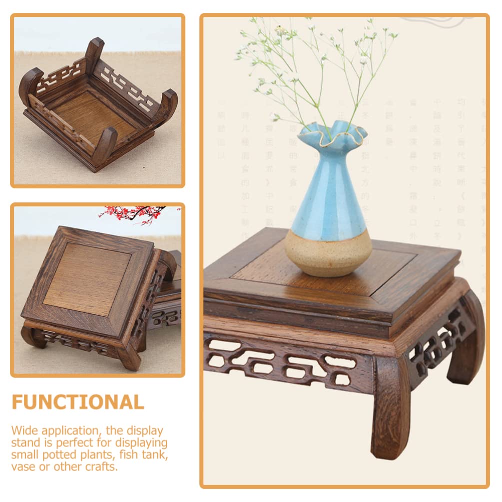 Support En Bois Pour Plantes, Vase Ou Décoration – Socle Carré 7,8 X 7,8 Cm – Style Rustique, Stable – Pour Bonsaï, Théière, Statue