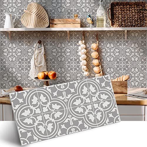 Alwayspon Vinyl Floor Wall Tile Sticker, Non-Slip Sticky Back Tile Decals for Kitchen Bathroom Self-Adhesive Peel and Stick PVC Floor Sticker DIY, Grey, 30cmX15cm X24Pcs Set - Image 2