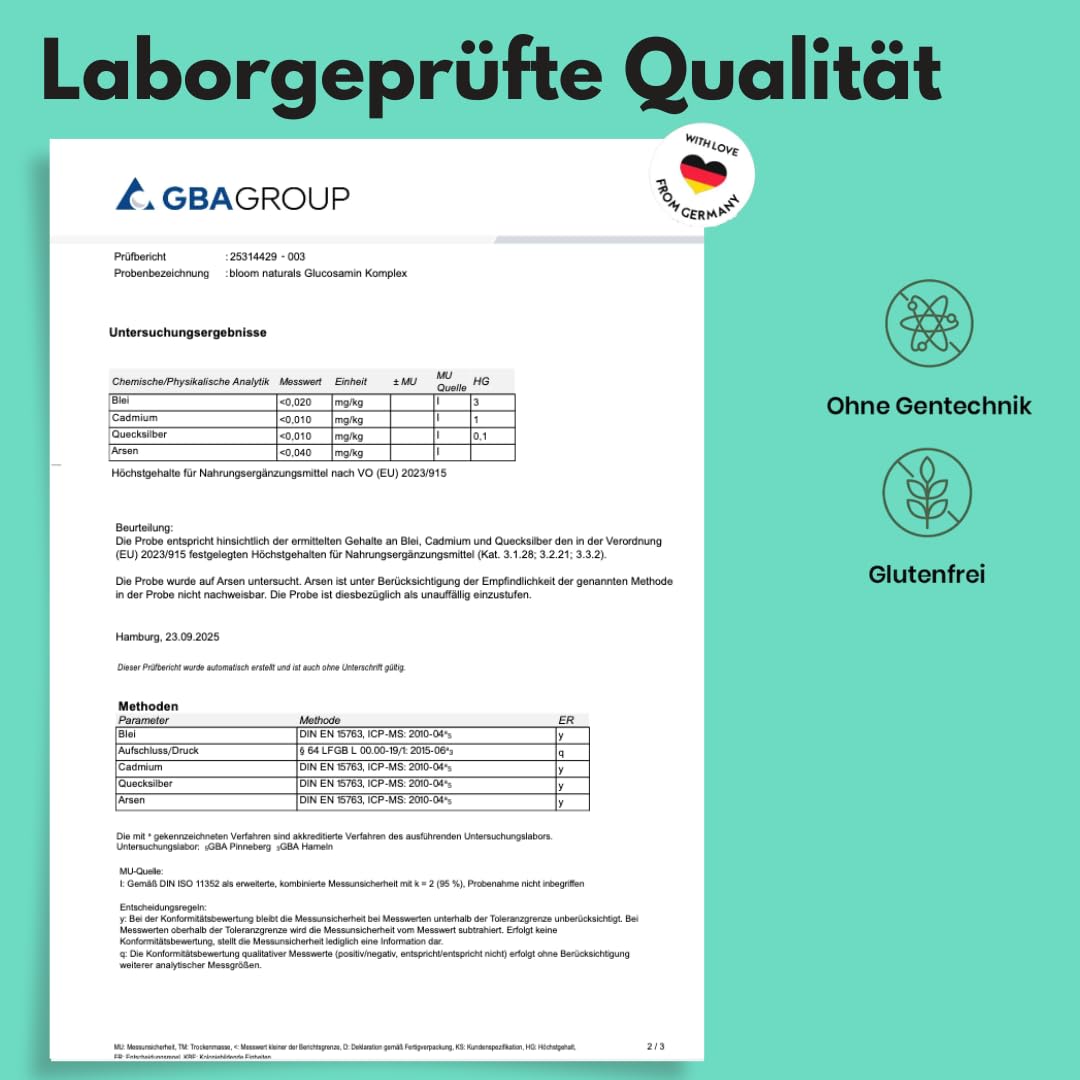 Glucosamin Kapseln Komplex Hochdosiert - 120 Kapseln - Mit MSM, Weihrauch, Pinienrinde, Vitamin C & Mangan - Produziert in Deutschland - Glukosamin Komplex - Verpackung kann variieren
