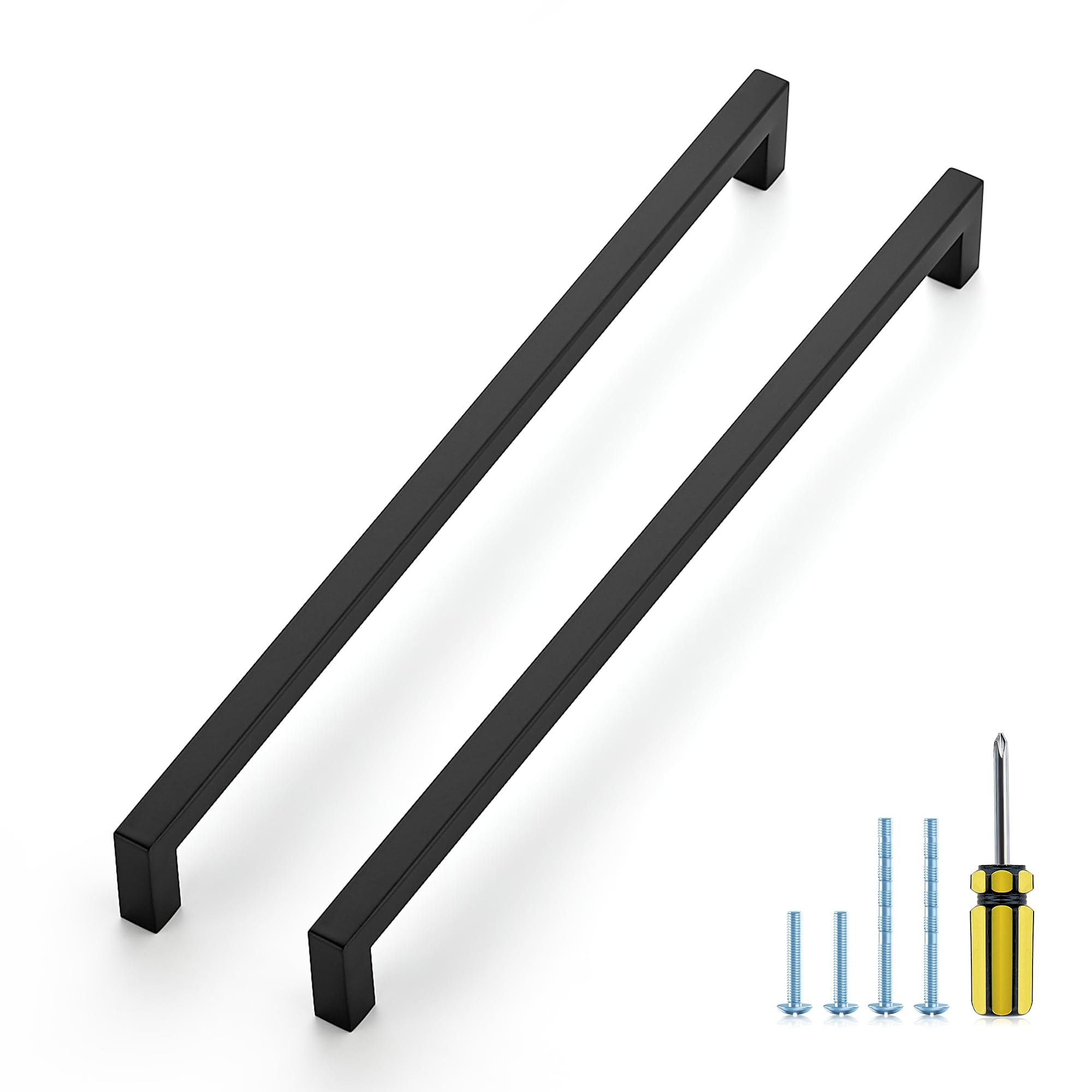 Ravinte Matte Black Square Pulls Cabinet Handles,12-3/5 Inch,20 Pack