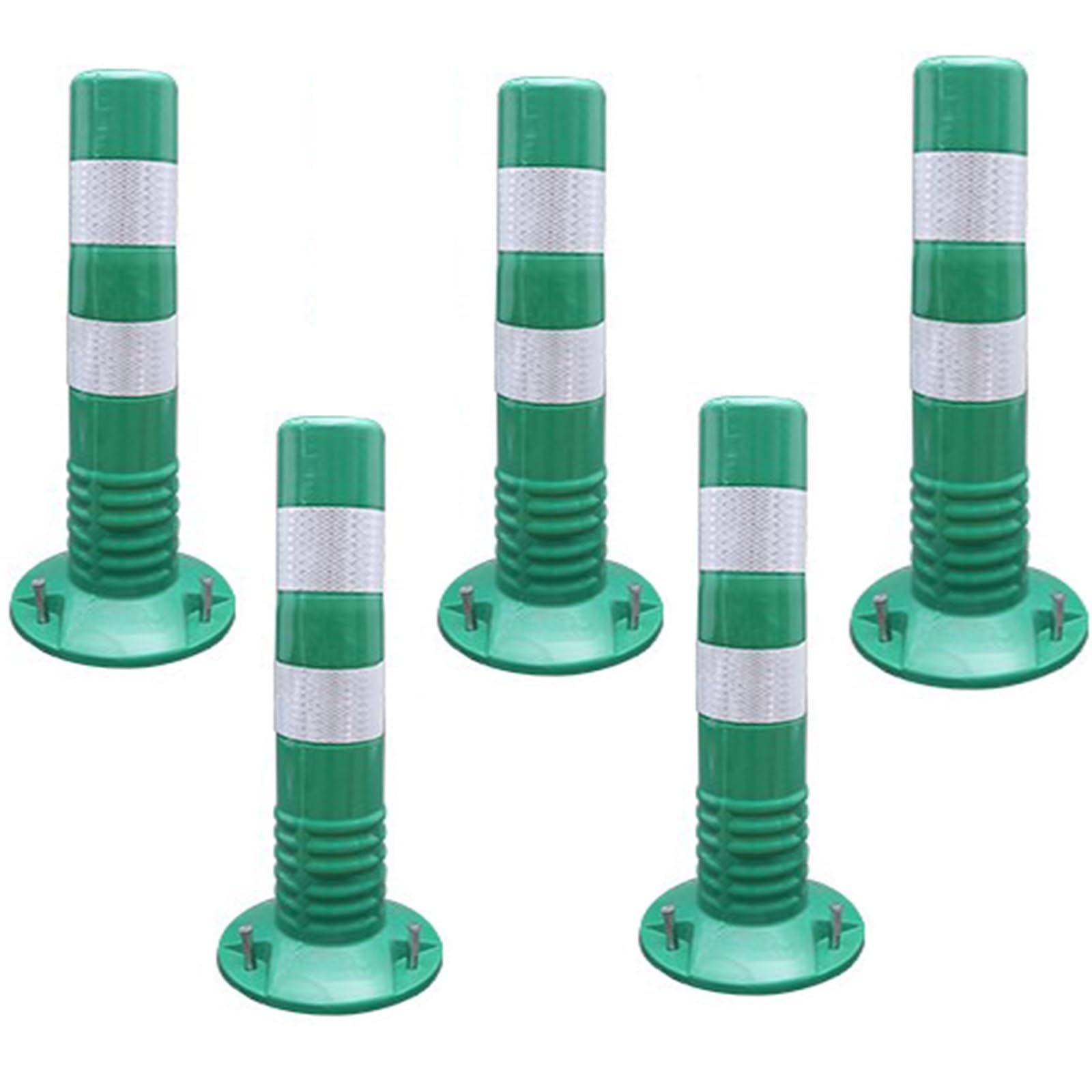 IUokLU Driveway Barrier Traffic Barricade - 18" & 30" Flexible PU Plastic Cones（Green-5 Pack/30in）