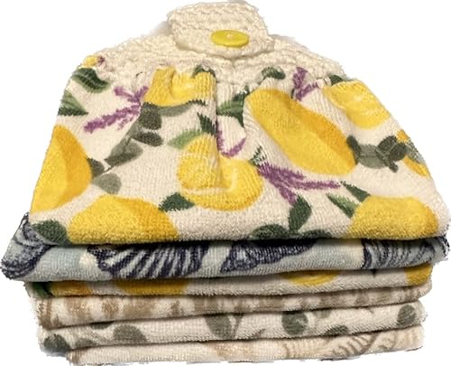 Kitchen Towel Handmade With A Crochet Top/Brown Shells #TOP3