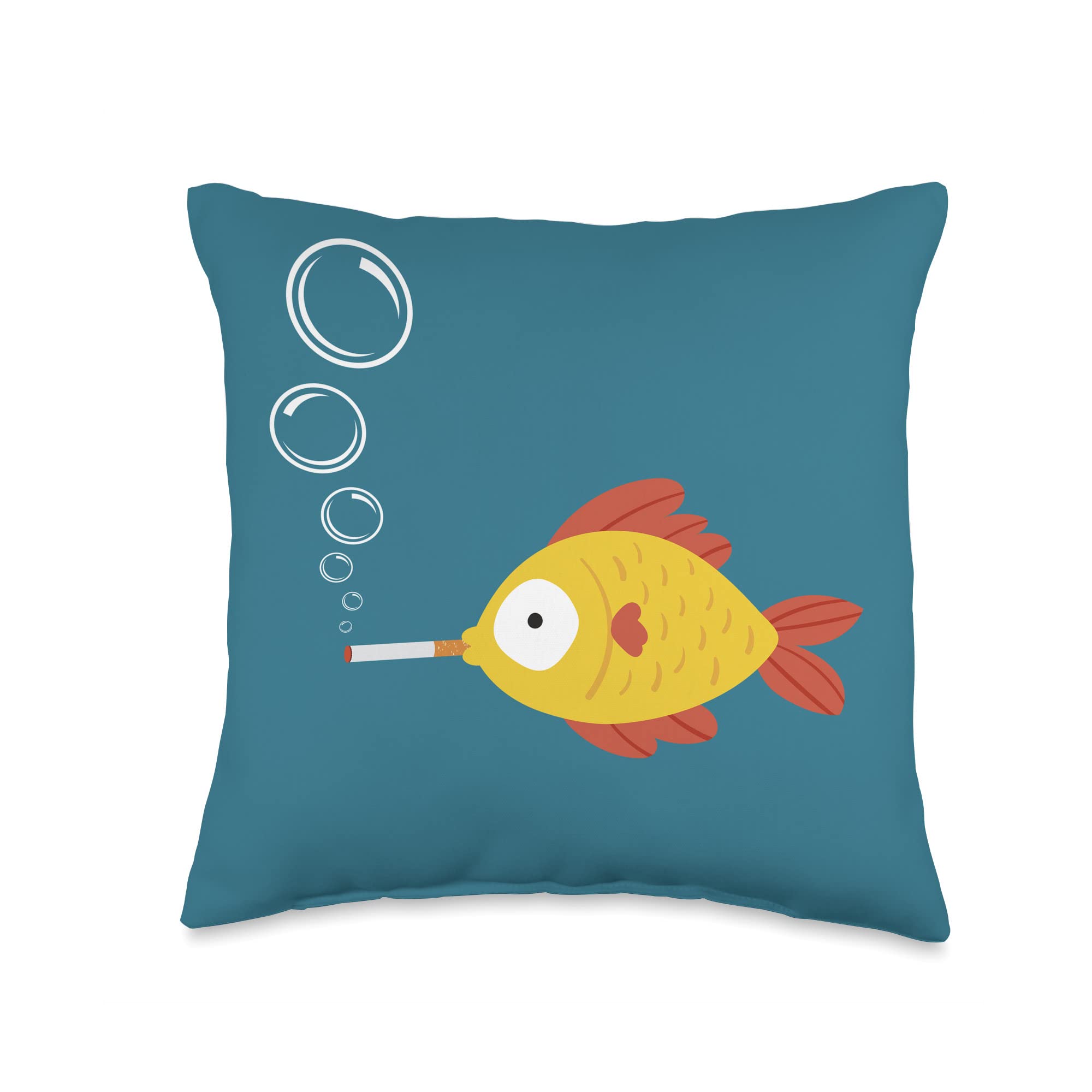 VinagreShopSmoking Fish Throw Pillow, 16x16, Multicolor