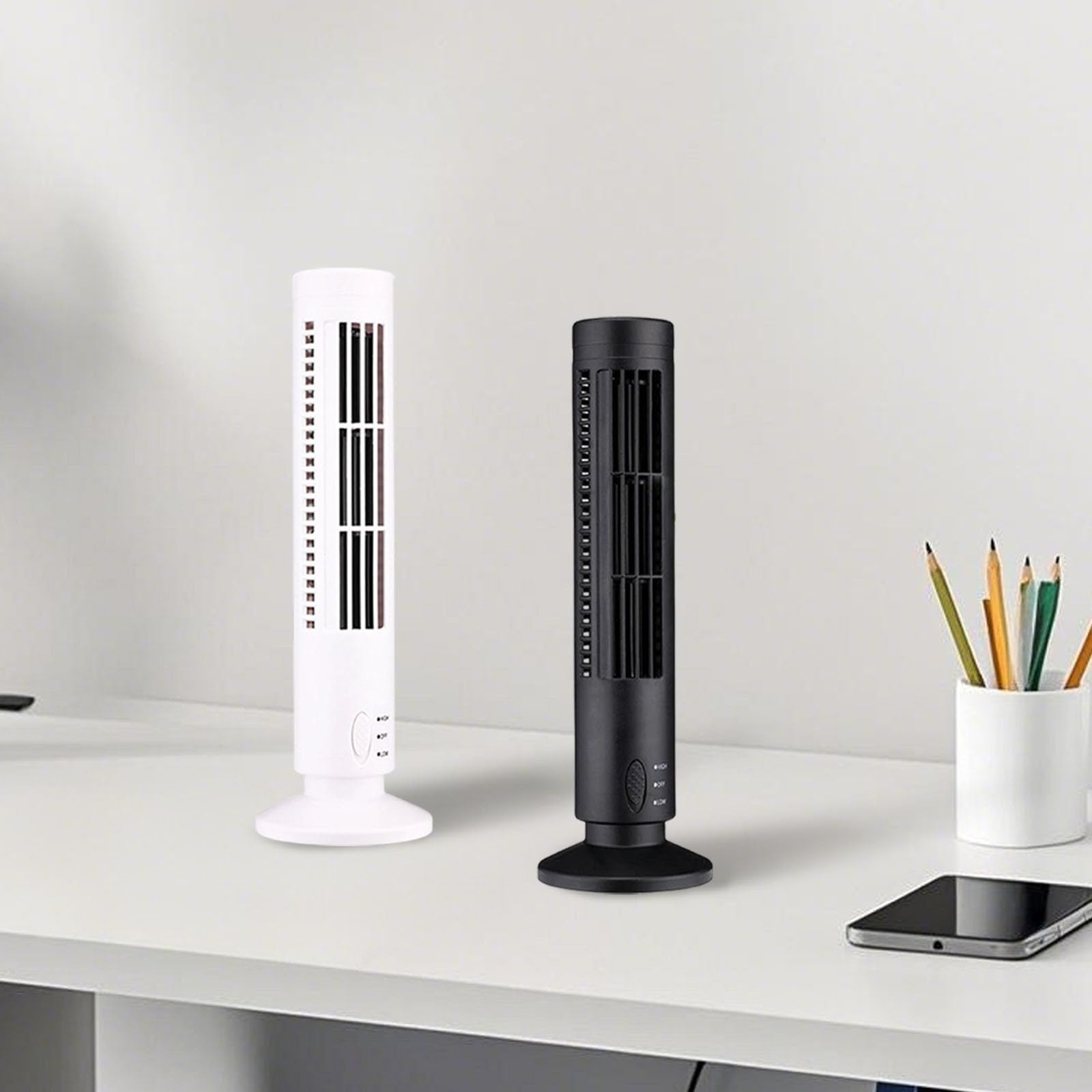 Ventilatore a torre senza pale, con ricarica USB, portatile, con luce notturna morbida, per casa, ufficio e camera da letto, ideale per uso interno