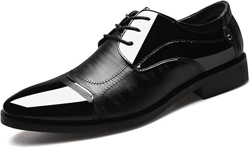 Zapatos de vestir para hombre, zapatos Oxford formales puntiagudos con cordones, zapatos de esmoquin de negocios