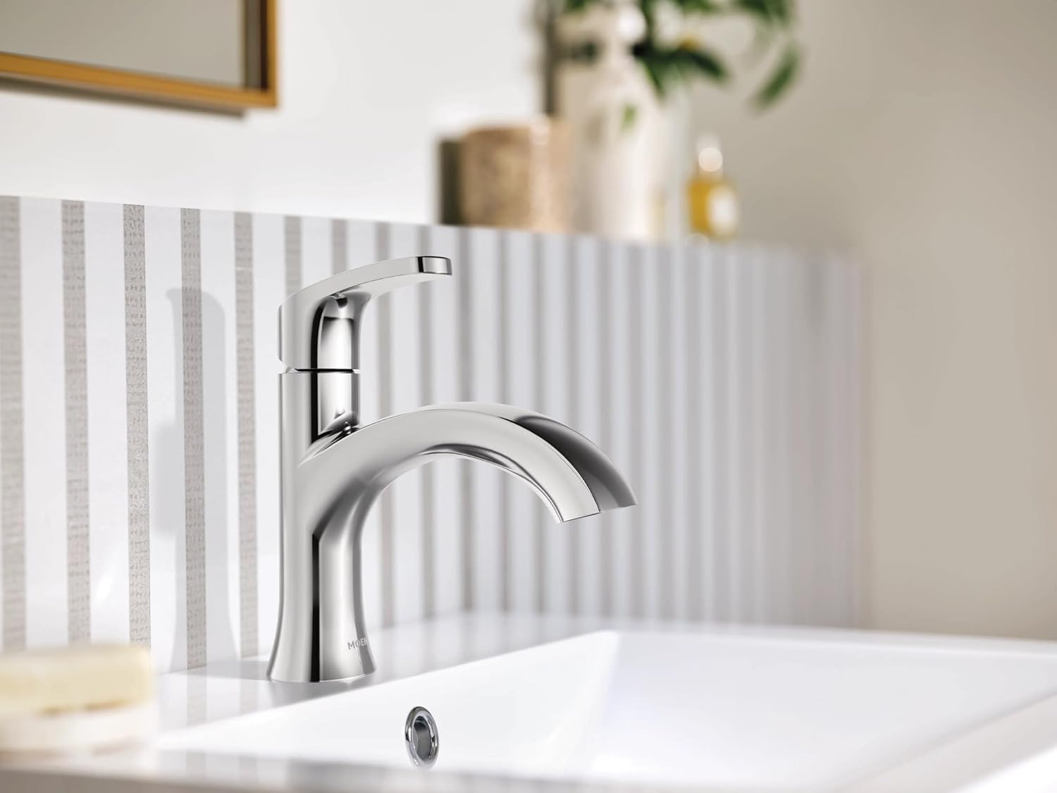 Moen Karis Chrome One-Handle Single Hole Bathroom Sink Faucet with Optional Deck Plate, 84346 - Image 8