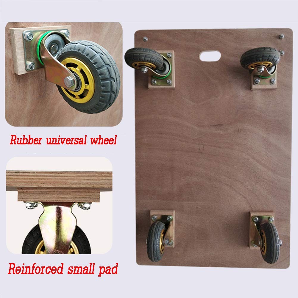 Transportroller Möbelroller ZHAOHUI Möbelhund Roller Rollbrett Hölzern Tragbar Handwagen Mehrzweck 3 Zoll Gummirad, 7 Größen (Color : Beige, Size : 90x45 cm)