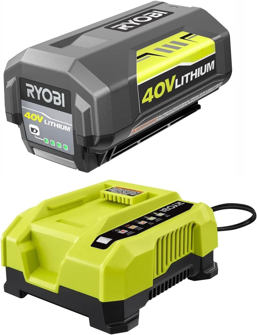 RYOBI 40-Volt Lithium-Ion Battery and Rapid Charger Kit (Renewed)