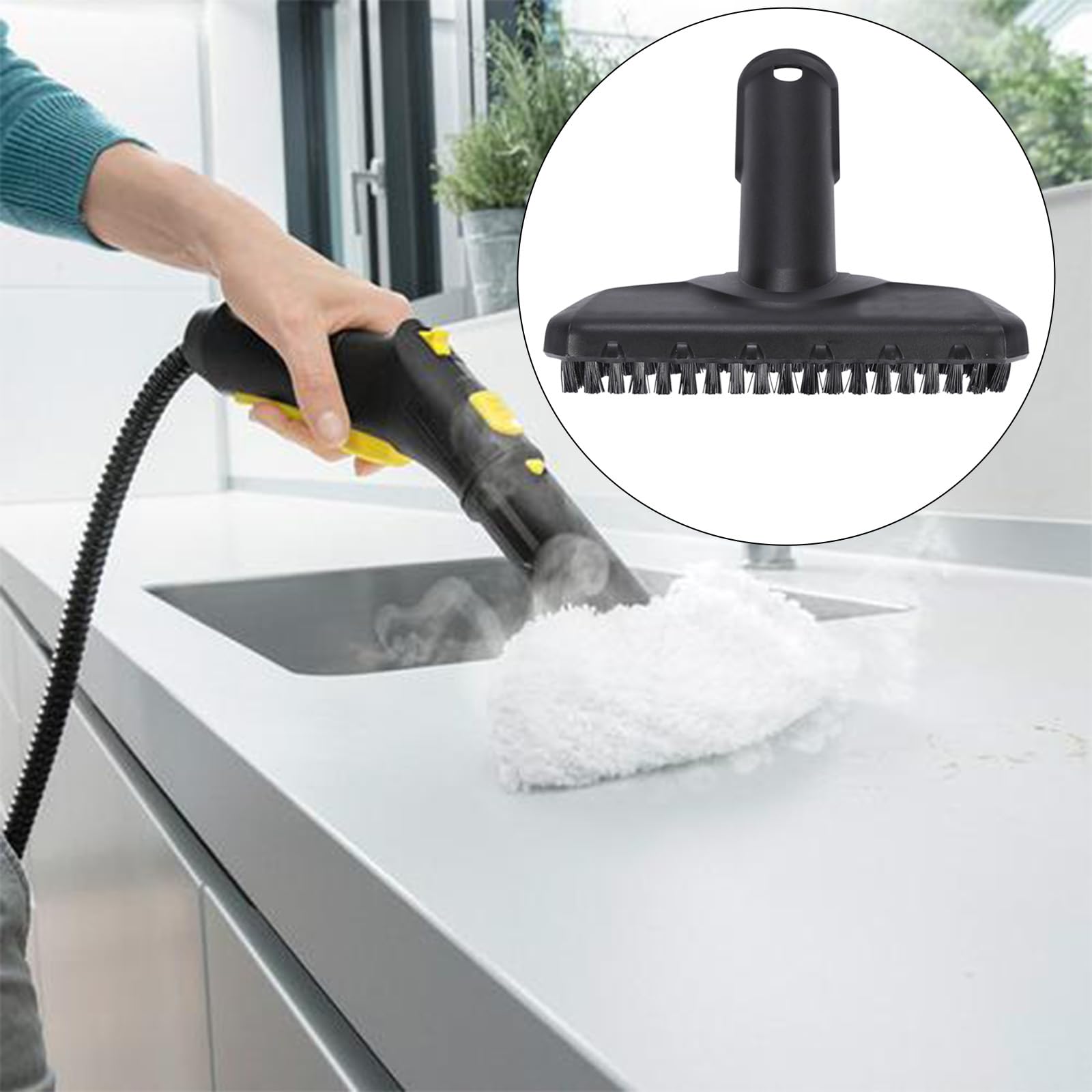 Eagles Paquete de 12 cepillos de repuesto para fregona de vapor, cepillo de limpieza de vapor, pequeños cepillos redondos compatibles con limpiador de vapor de mano Karcher Sc1 Sc2 Sc3 Sc4 Sc5
