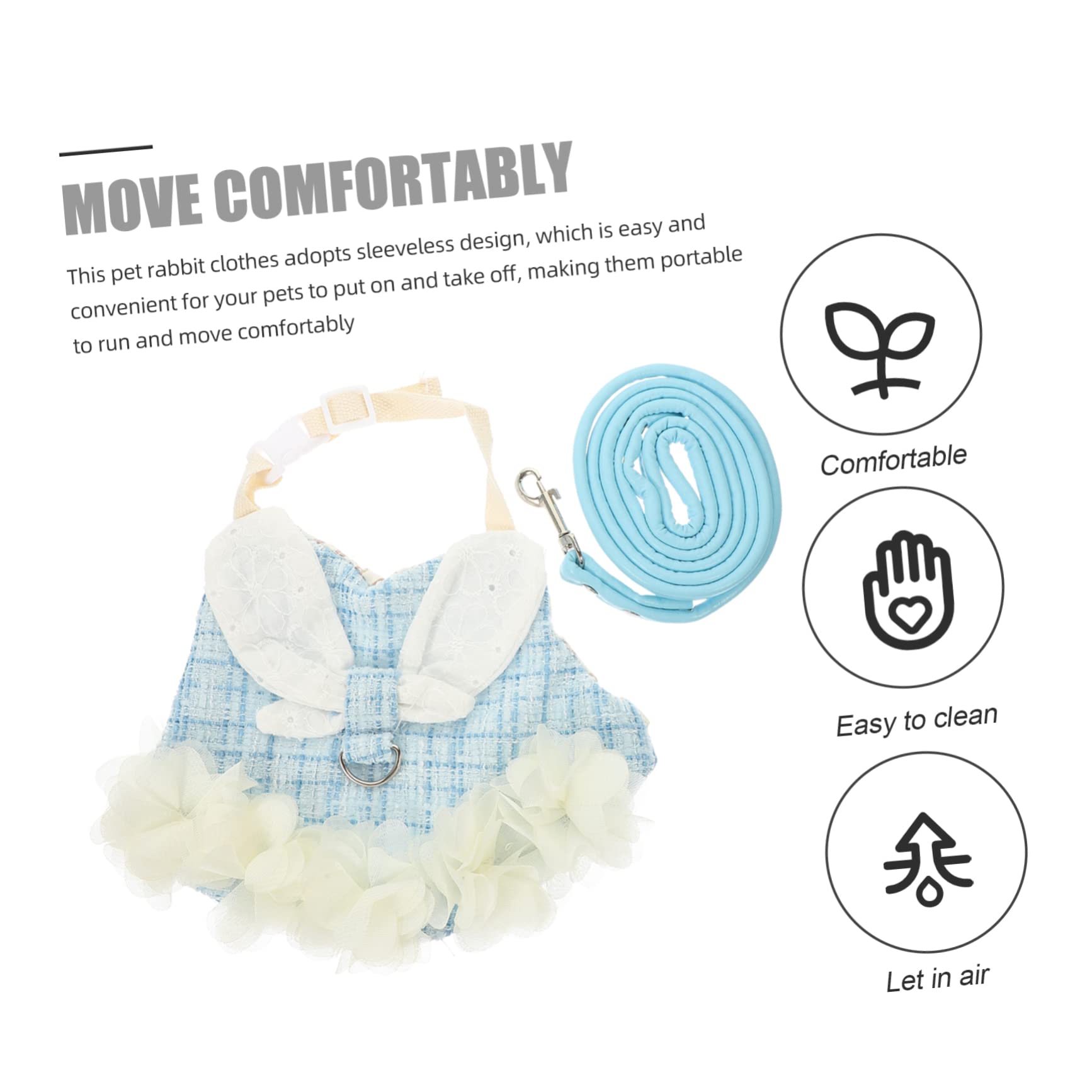 minkissy 3 Sets pet rabbit clothes bunny supplies bunny harness with leash pet rabbit costume Bunny Vest Harness guinea pig outdoor vest Bunny Decorative Dress apparel Xiaoxiangfeng cotton