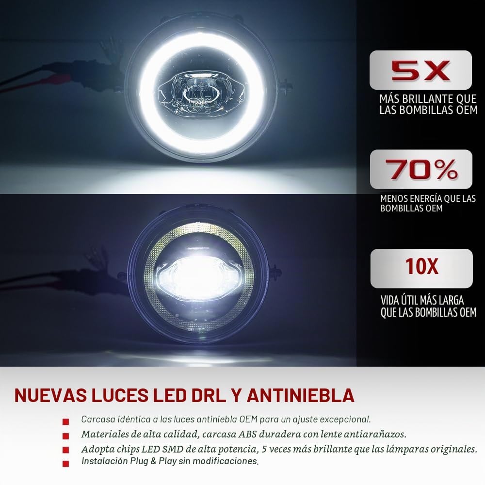 LED antiniebla DRL luz de circulación diurna compatible con Mini Cooper R55 R56 R57 R58 R59 R60 R61 LED Conducción del anillo de halo Ejecución de luz DLR E4 aprobado 2 piezas