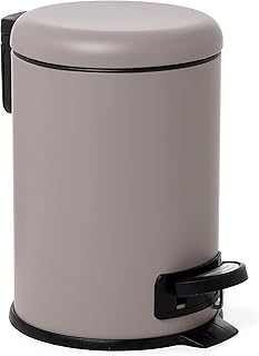TATAY Poubelle de salle de bain avec pédale en acier inoxydable, 3 L de capacité, intérieur amovible, fermeture amortie, sans BPA, couleur Taupe, dimensions 17,5 x 22,5 x 25 cm