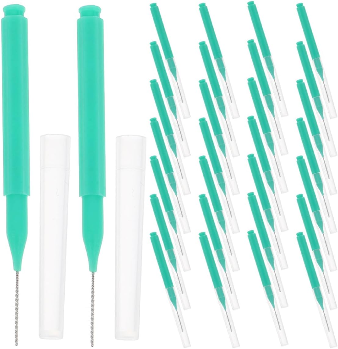 200pcs Interdental Brushes Soft Bristles Toothpick Flosser for Braces Cleaning Oral Care Green for Travel Home Gum Health