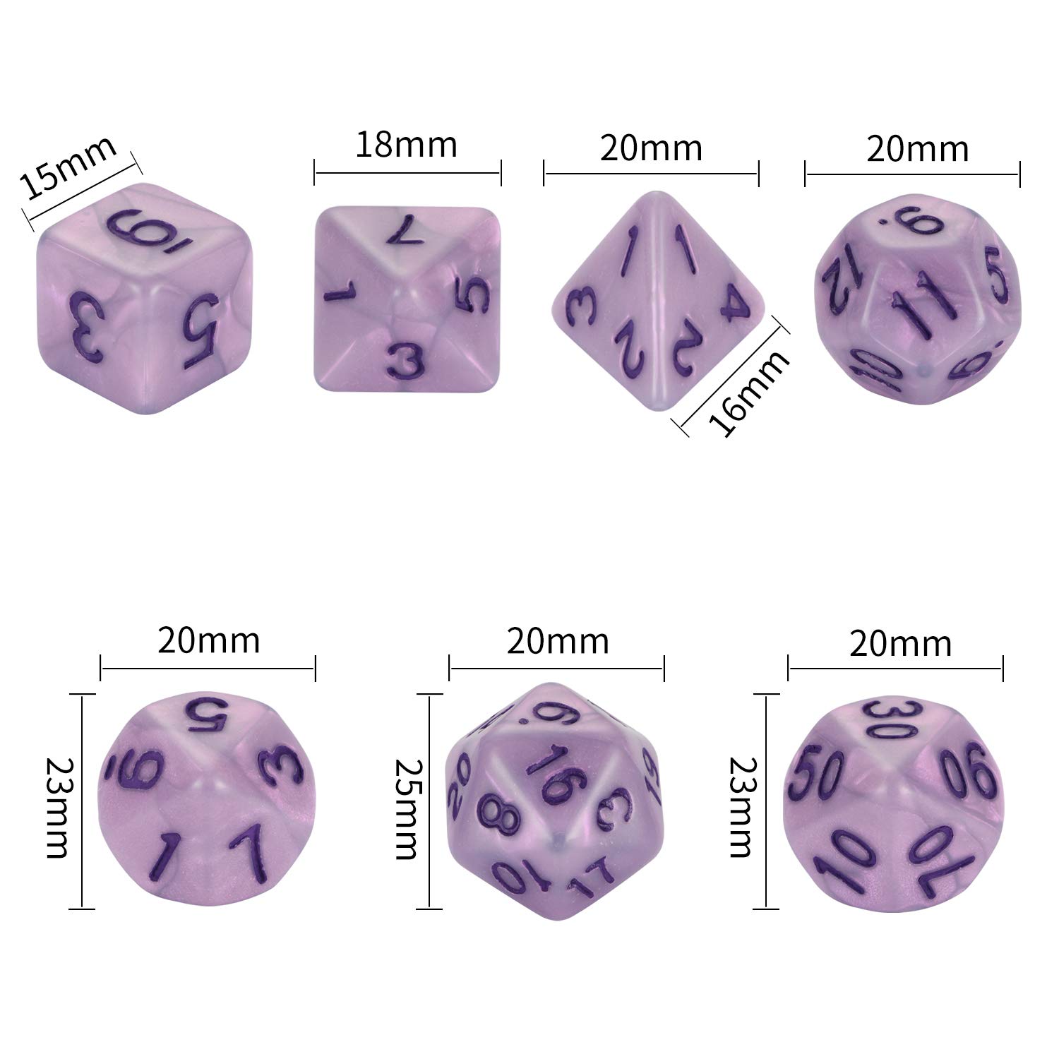 14 Dés Donjons & Dragons - Set Polyédriques Nebula | Pour Jeux De Rôle, D&D | Chiffres Dorés, Acryl Durable