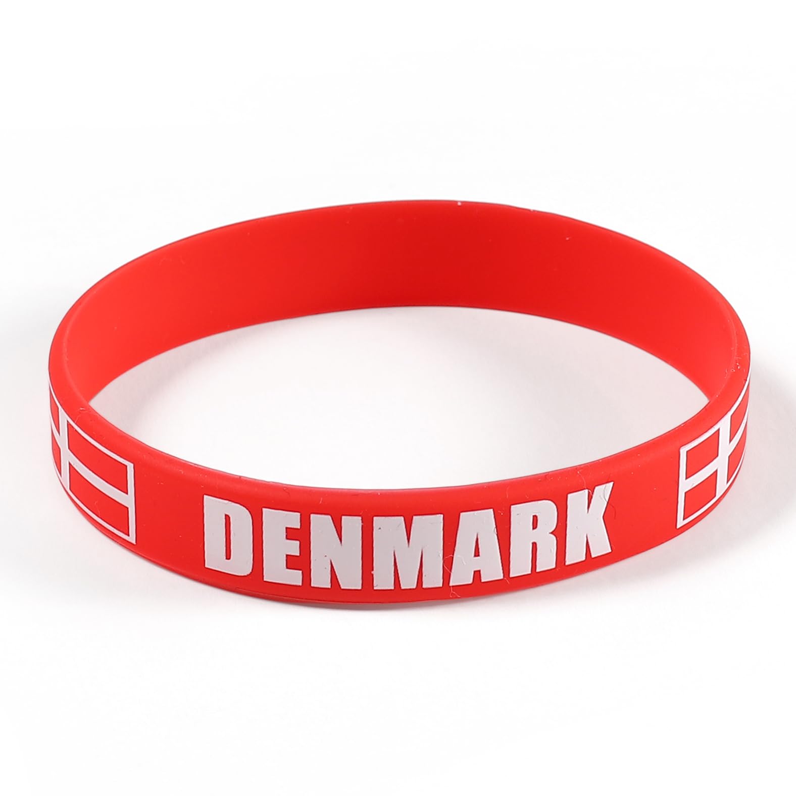 Komonee 10 x Denmark Red World Cup Sports Event Football Country National Flag Silicone Wristbands
