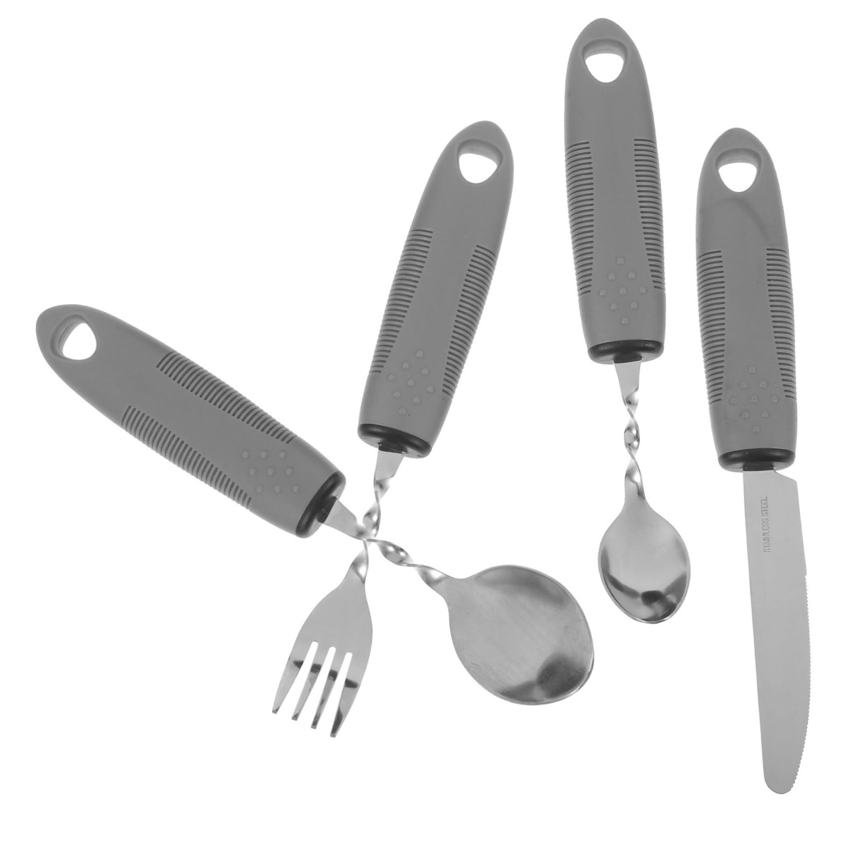 Healeved Daptive Utensils Set for Hand Silverware Sets Non-Slip Handles Adaptive Equipment Elderly Utensils for Eating