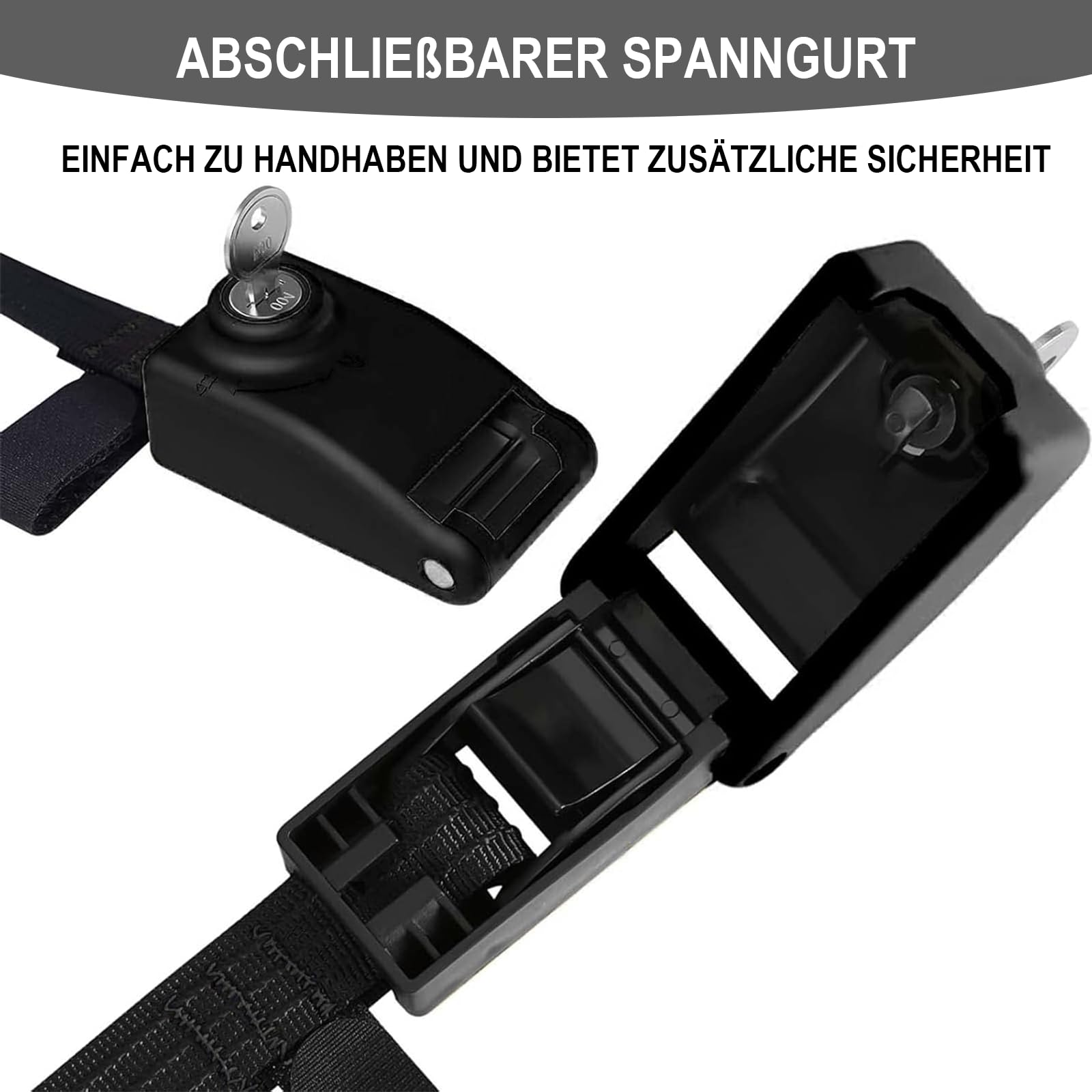 2 Stück Abschließbare Spanngurte 4 m, Zurrgurte mit Schloss & Schlüssel, | Cam Buckle Befestigungsgurt für Fahrrad, Motorrad, Dachbox, SUP, Kajak
