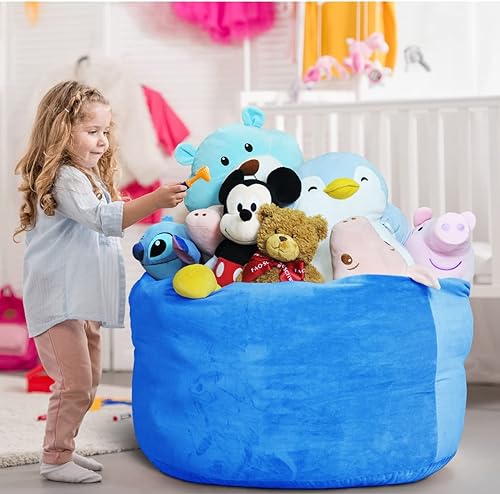 Miniatura 2 de Funda para silla puf, almacenamiento de animales de peluche, organizador de juguetes de felpa, funda para sillas de puf para niños, adolescentes y