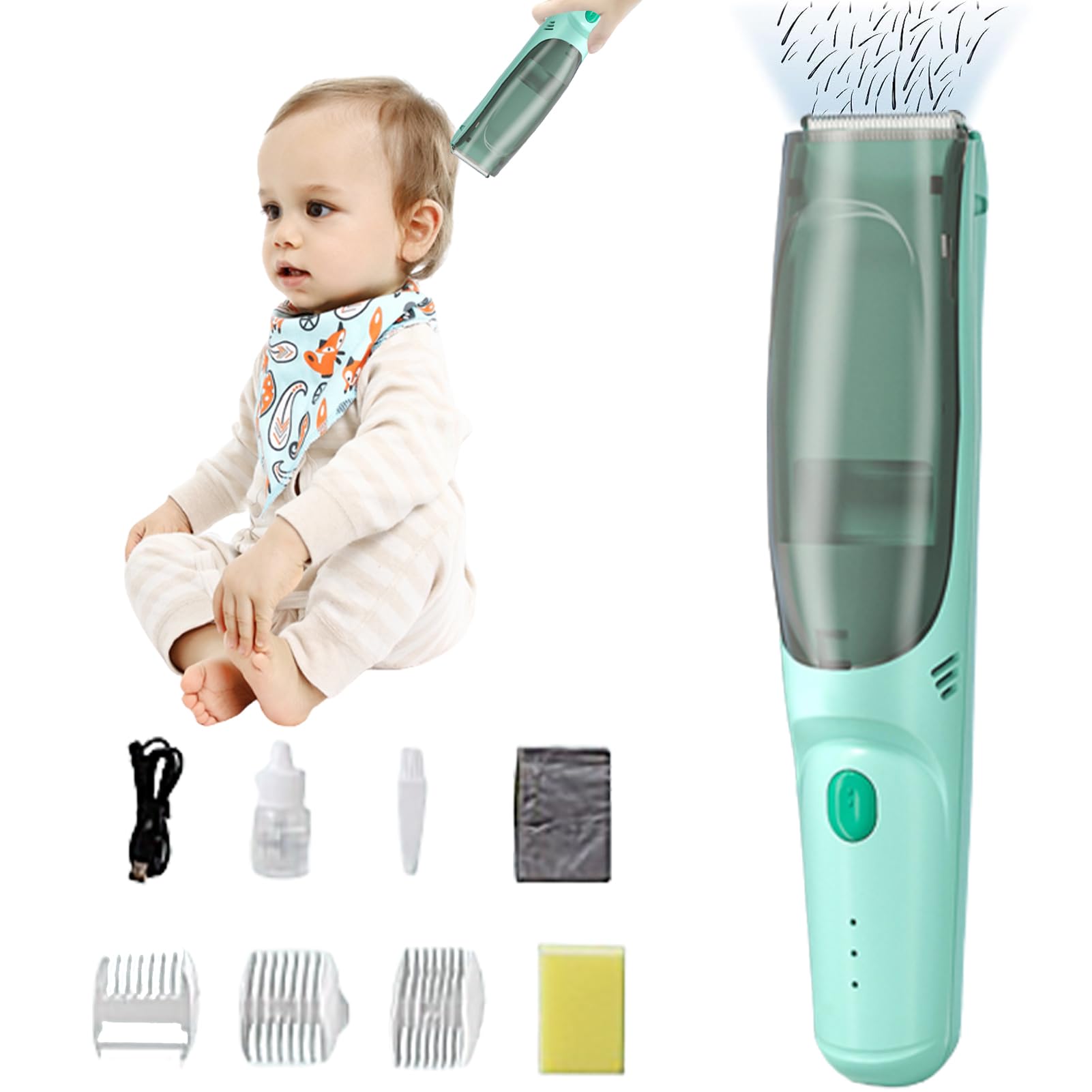 Baby Leise Kids - Cortapelos eléctrico (USB, con 3 peines guías)