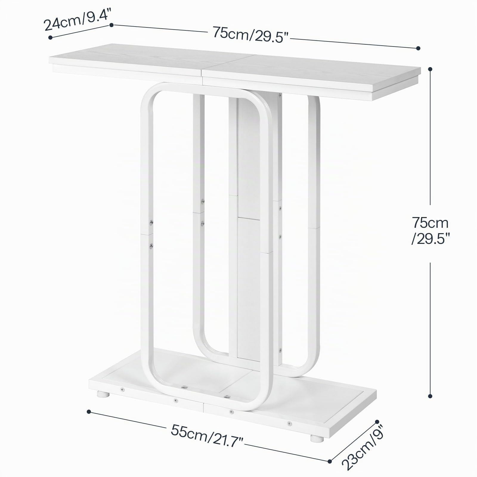 HOOBRO Table d’Entrée de Style Industriel avec Rangement, Présentoir à Structure Géométrique à 2 Niveaux, pour Entrée, Hall, Salon, Chambre, Salle à Manger, Couloir, Blanc EWW68XG01