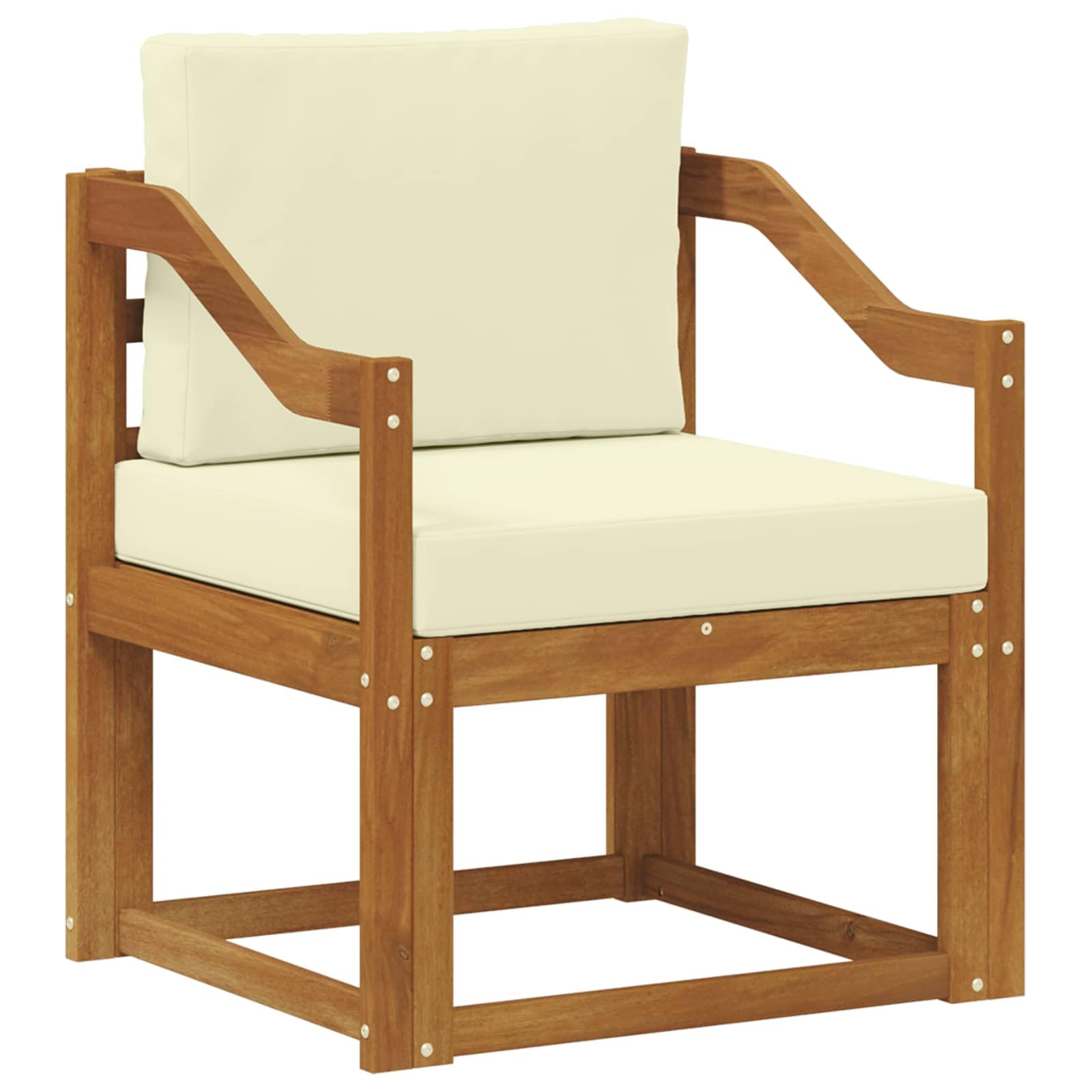 Set di mobili da giardino in legno di acacia massiccio e poliestere naturale, per esterni, balcone, terrazza, giardino, N