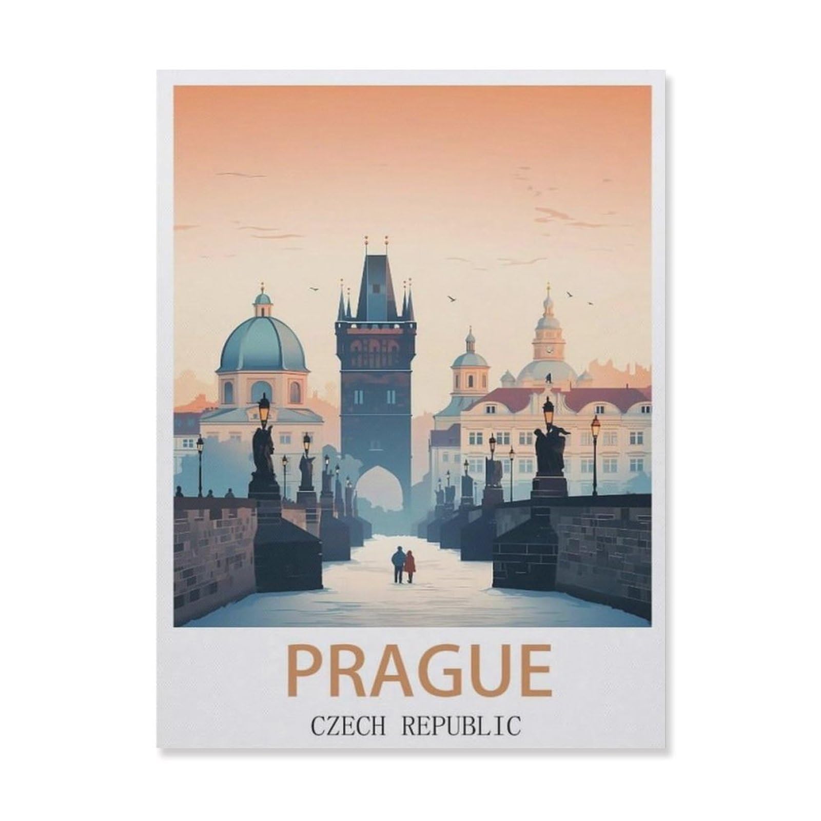 Funny Metal Tin Sign Wall Decor，Prague Czech Republic(20x30cm）