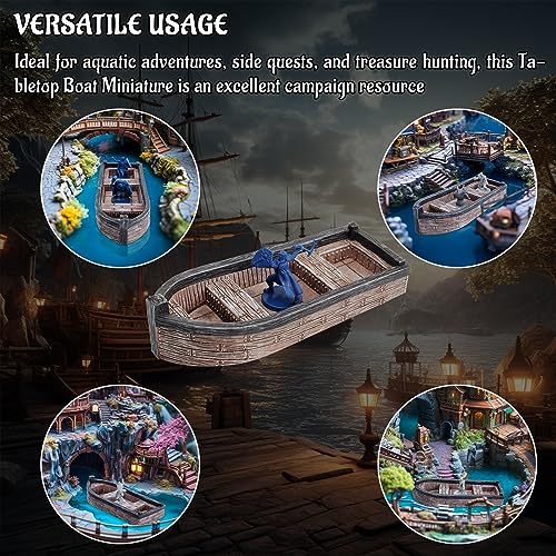 CZYY DND Skiff Miniature Hand-Painted Resin Medieval Row Boat Fantasy Tabletop 28mm RPG Scatter Terrain for Wargames and TTRPGs - Image 4