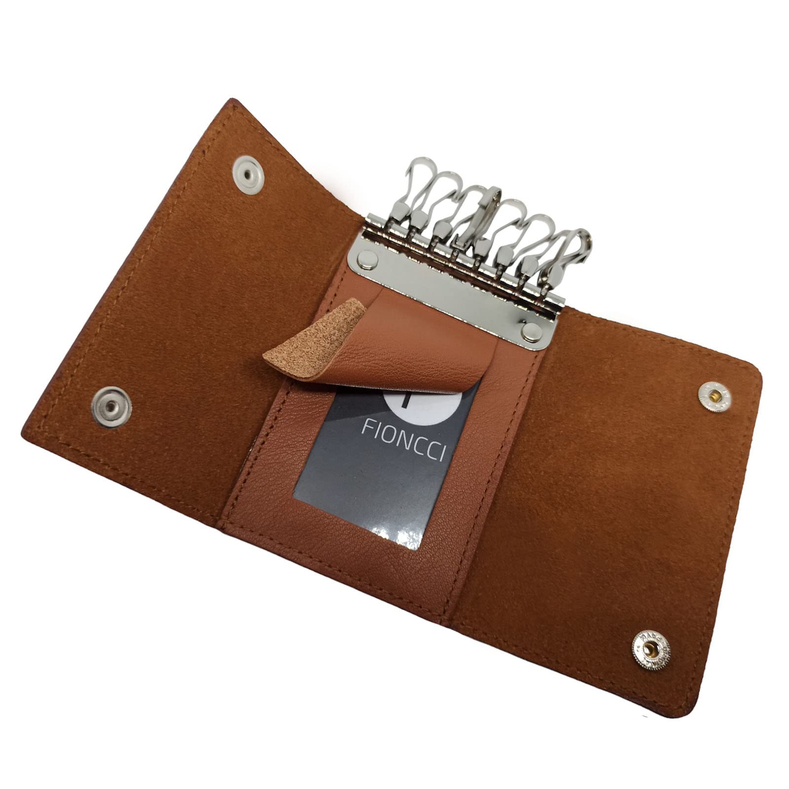 Portachiavi in vera pelle da uomo e donna con chiusura a spilla – realizzato a mano da artigiani esperti – Borsa per riporlo, vari modelli in vera pelle