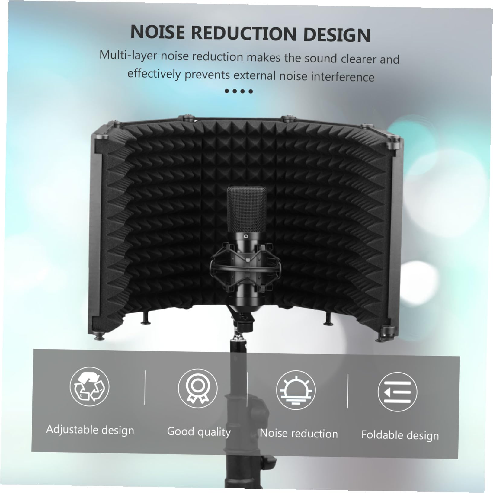 Cubierta Insonorizada para Micrófono Negro Protector de Filtro de Micrófono Filtro de Sonido para Grabación Accesorio para Uso Estudio