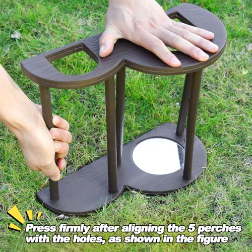 Image of Chicken Perch with Swing & Mirror, Waterproof PVC Roosting Stand for Hens Activity Gym for Chick Toys & Bantams, Durable Easy-Clean Brooder Coop