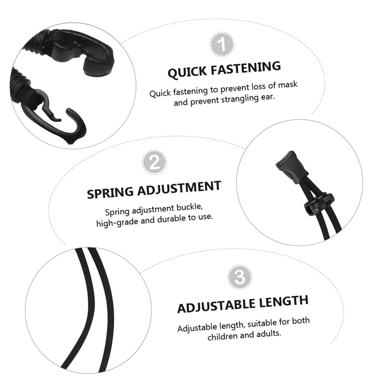 NOLITOY Face Mask Ear Saver Mask Strap Extenders Lightweight Polyester Lanyards for Behind Head