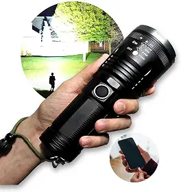 Lanterna Tática Sabre de Luz Mais Forte do Mundo - LED Militar Ultra Potente, 10000 Lumens, Resistente à Água, Compacta e Durável, Ideal para Defesa, Emergências e Atividades ao Ar Livre