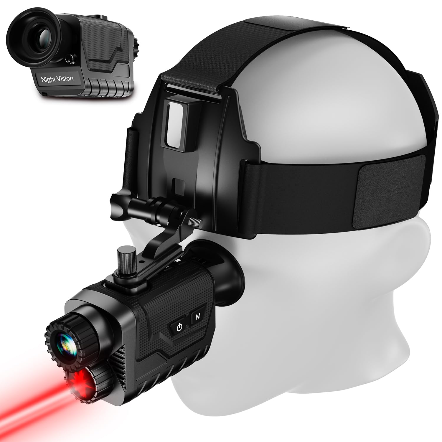 [2024 Upgrade] 4K Night Vision Monocular with Head Strap, Night Vision Goggles with Elastic Head Strap, Default 8X Magnification, NVG Visual Distance 1314FT, for Hunting, Camping Surveillance