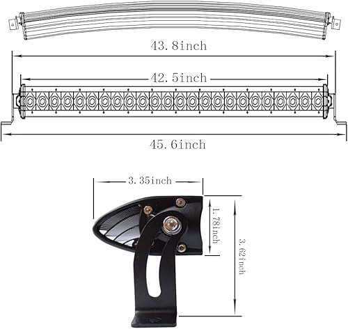 Miniatura 8 de Barra de luz LED CREE de 26 pulgadas, fila única curvada de 120 W, combinación de inundación puntual, lámpara antiniebla de conducción LED