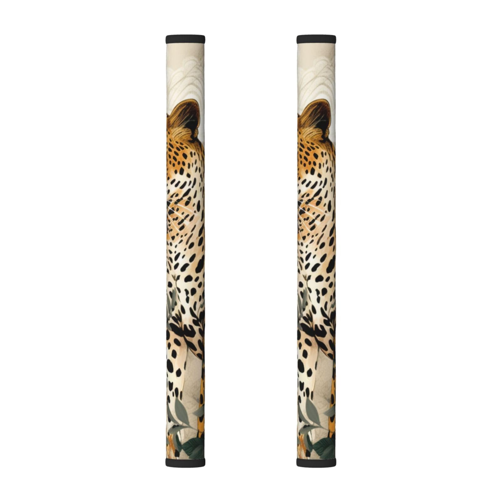 VGFJHNDF Refrigerator Door Handle Covers 2-Pack, Leopard and Roses Printed Protect and Decorate for Fridge Ovens Dishwashers