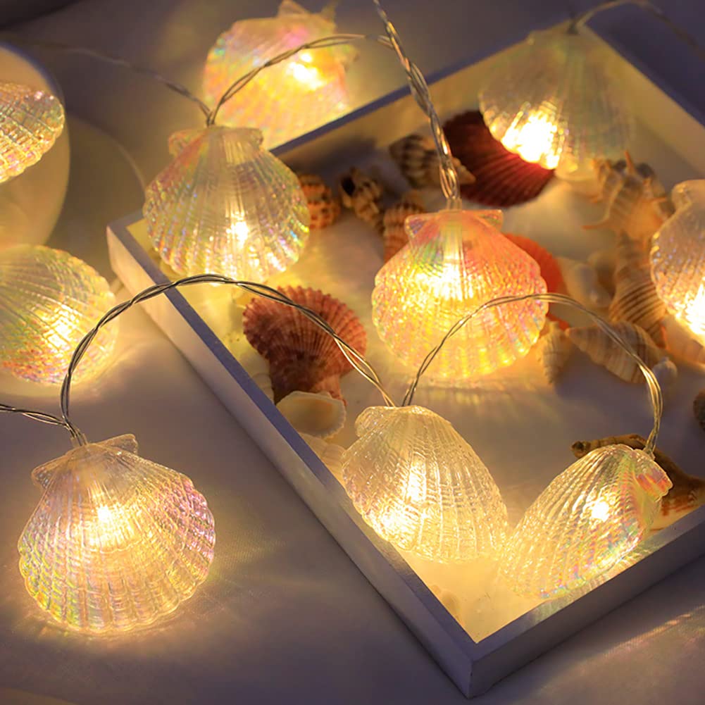 Gimuk Shell LED Fairy String Lights, 20 LED 9.8ft Battery Operated Christmas Indoor Outdoor Warm White String Lights for Home Bedroom Party Valentine's Day Wedding Mother's Day Anniversary Decor