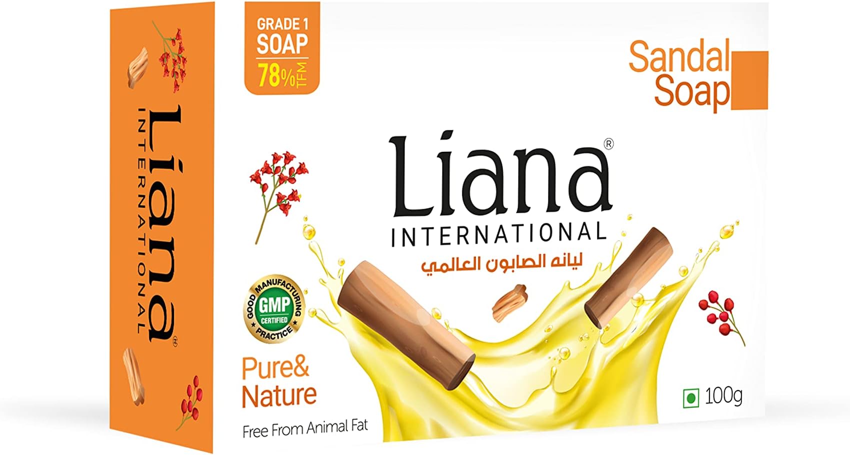 Liana International GRADE 1 Sandal Premium Beauty Soap 100gm Pack of 5