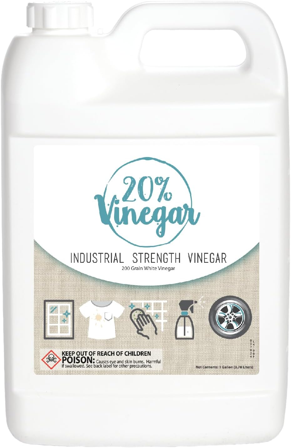 20% Professional Grade Concentrated Vinegar | Dilutes to 4 Gallons of Multipurpose Cleaning Vinegar | 4x Power Vinegar | Hundred's of Industrial & Home Uses