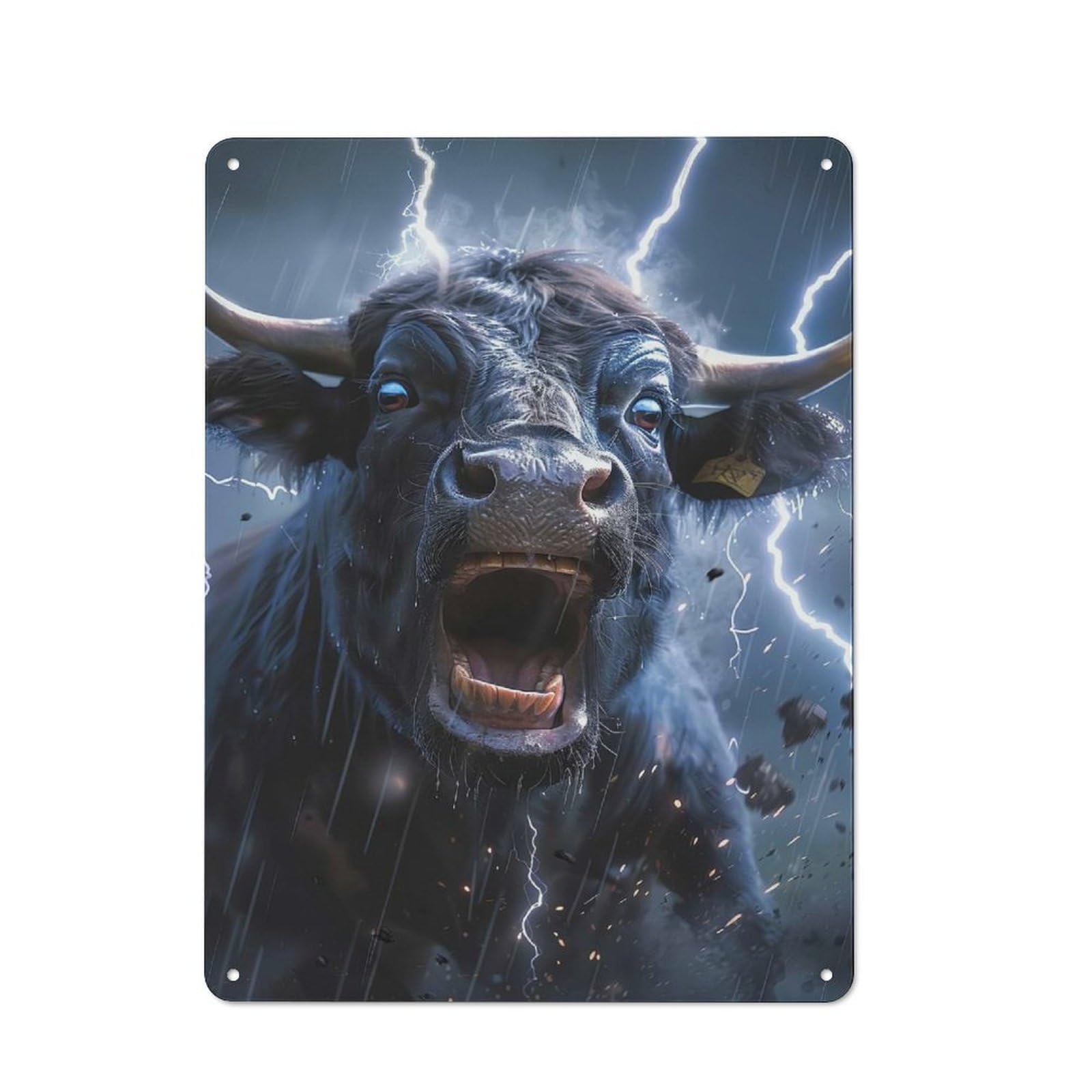 Ox Lightning Decorative Metal Sign 40x30cm, Country Style Bistro Wall Plaque for Kitchen, Cafe, Pantry Or Dining Room